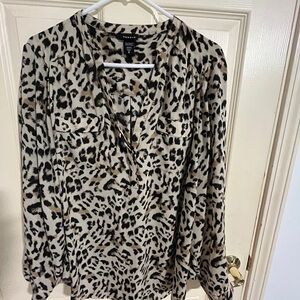 Torrid Animal Print Blouse - Black and Tan